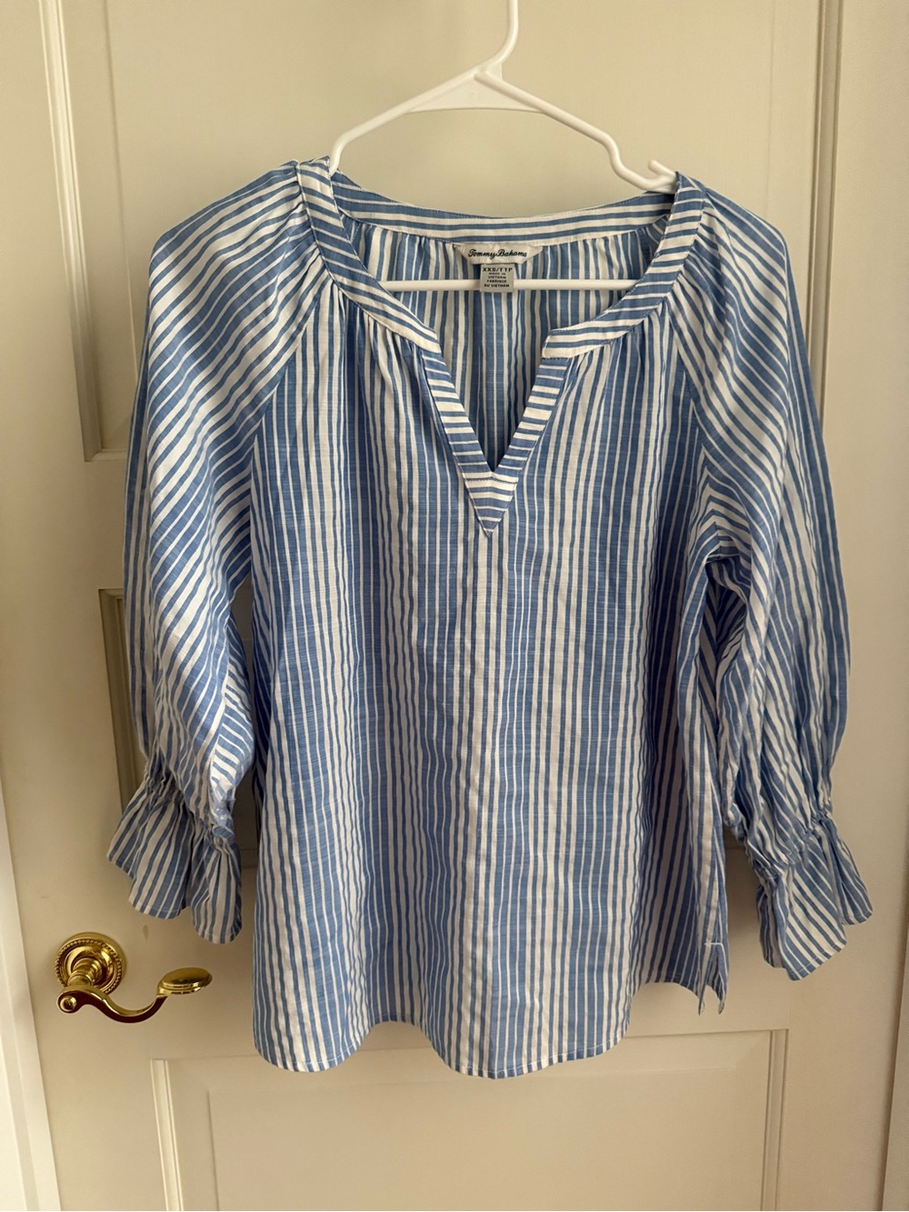Tommy Bahama Blue & White Striped Peasant Tunic